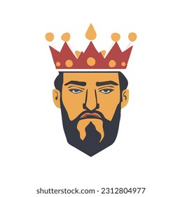 Retrato de un rey con ilustración vectorial de la corona