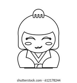 portrait kokeshi doll outline