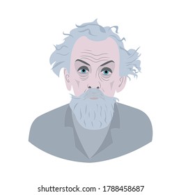 retrato de Konstantin Tsiolkovsky. El abuelo de la barba estilo caricatura. contornos aislados vectoriales