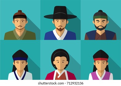 Portrait of Korean people in Traditional costume