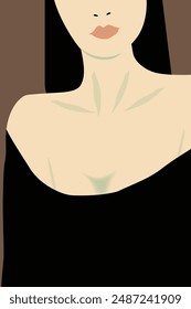 A portrait of a lady features her chest and shoulders.