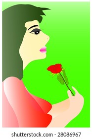 portrait of a lady and rose