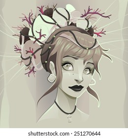 Portrait of a lady. Vector illustration.