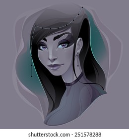 Portrait of a lady. Vector illustration.