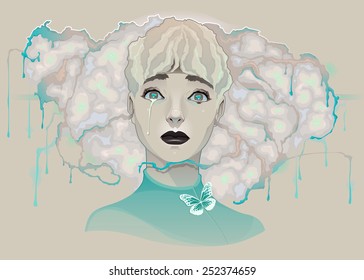 Portrait of a lady. Vector illustration.