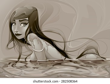 Portrait of a lady. Vector illustration.