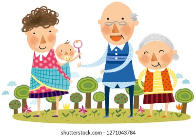 Portrait of large family 
