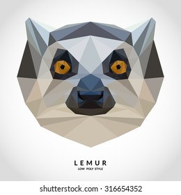 Portrait of lemur low poly style. Polygonal mosaic vector illustration.