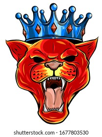 portrait of a leopard in the crown. Can be used for printing on T-shirts, flyers and stuff.