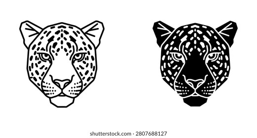 Portrait of leopard head vector line art silhouette with big cat portrait wildlife predator illustration silhouette monochrome creature