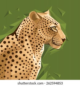 Portrait of a leopard on abstract background vector illustration