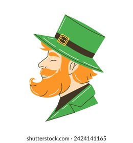 retrato de un leprechaun con un sombrero verde y una chaqueta. leprechaun en un sombrero. Día de San Patricio