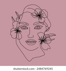 portrait line art design vector illustration 