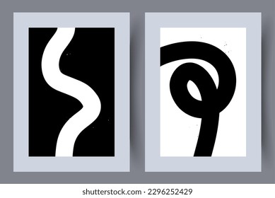 Portrait Linien Wavy Streifen Wand-Druck. Printable minimale abstrakte Linien Poster. Zeitgenössischer dekorativer Hintergrund mit Streifen. Wandbilder für Innenarchitektur. Paket, Set.