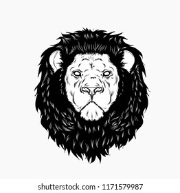 Portrait of a lion. Can be used for printing on T-shirts, flyers and stuff. Vector illustration