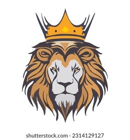 Portrait of lion wearing a crown vector illustration