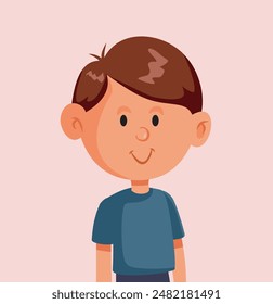 
Portrait of a Little Boy Vector Cute Minimal Character. Avatar of a cute toddler smiling feeling optimistic
