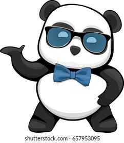 Portrait of a little funny panda. Isolated on white background