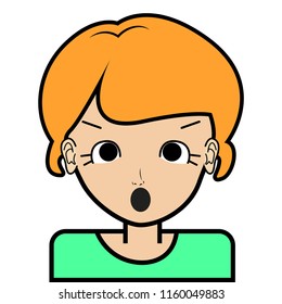 portrait of little girl face icon with black stroke on white background vector.