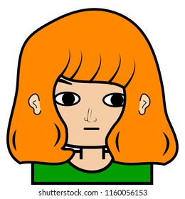 portrait of little girl face icon with black stroke on white background vector.