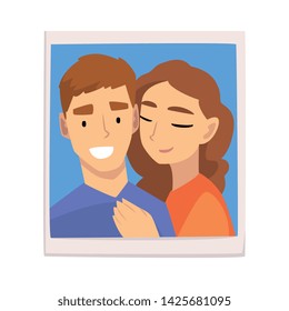 Portrait of Loving Guy and Girl, Romantic Couple in Love Photo Vector Illustration