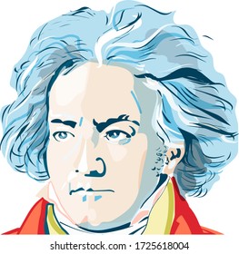 portrait of Ludwig van Beethoven colored vector illustration