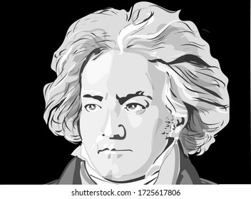 portrait of Ludwig van Beethoven  vector illustration