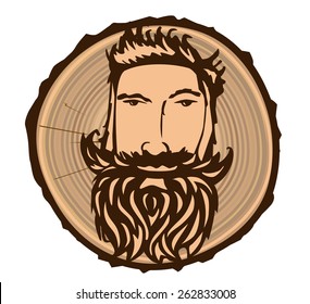 Portrait of a lumberjack with a wooden texture.