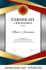 Portrait luxury certificate template with elegant border frame, Diploma design for graduation or completion