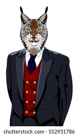 Portrait of Lynx in the men's business suit 