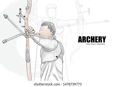 Portrait Male Athlete Practicing Archery On Stock Vector (Royalty Free ...