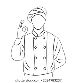 Portrait of a male chef sketch on a white background, vector