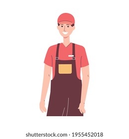 Portrait Of Male Worker Of Fast Food Restaurant A Vector Isolated Illustration