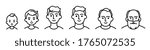Portrait of a males at different ages, preschooler kid 1-5 years old, primary school age 6-9, senior school age 10-14, teenager 15-18, young man 19-30, average 40-50, elderly 60-80. black and white icon
