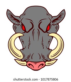 Portrait of a malicious boar in the old school style