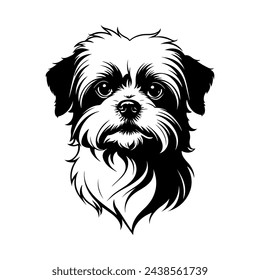 Portrait of a Maltese Dog Vector isolated on white background, Dog Silhouettes. svg