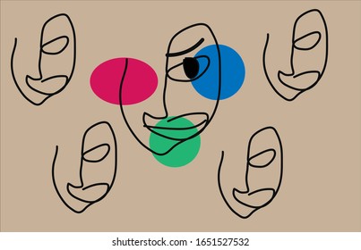 Retrato de un hombre en un estilo abstracto. Dibujo vectorial de una mano dibujada para su diseño de moda contemporáneo.