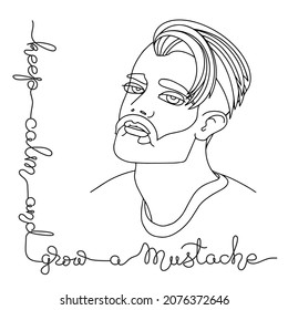 Portrait of a man with a beard. Outline vector illustration.
