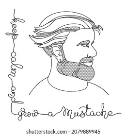 Portrait of a man with a beard. Outline vector illustration.