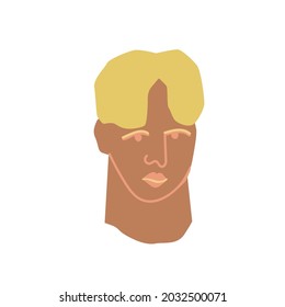 Portrait of a man with a beard representative of the LGBTQ African race hand drawn.Simple avatar of a people in flat drawing style.Design for social networks,web,packaging,posters,postcards,stickers.