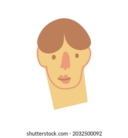 Retrato de un hombre con barba representativa de la raza LGBTQ asiática dibujado a mano. Simple avatar de una persona con estilo de dibujo plano. Diseño para redes sociales, web, empaque, afiches, postales, stickers.