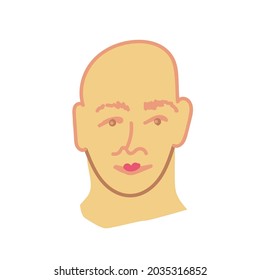Portrait of a man with a beard representative of the LGBTQ Asian race hand drawn.Simple avatar of a people in flat drawing style.Design for social networks,web,packaging,posters,postcards,stickers.