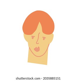 Portrait of a man with a beard representative of the LGBTQ Asian race hand drawn.Simple avatar of a people in flat drawing style.Design for social networks,web,packaging,posters,postcards,stickers.