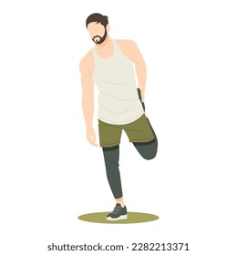 portrait of man body stretching isolated illustration