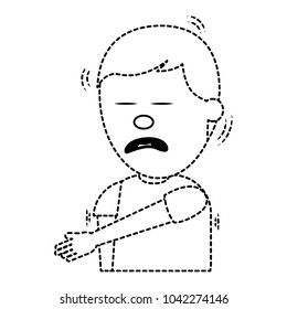 portrait man bored by a joke discharge electric