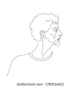 Portrait of a man. Continuous lines minimalistic style.