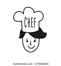 Retrato de un hombre con un sombrero de cocinero. Chef.
