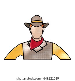 portrait man in cowboy hat. sketch
