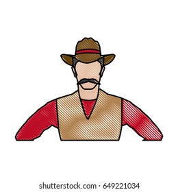 portrait man in cowboy hat. sketch