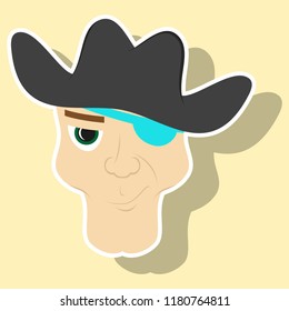 Portrait man in cowboy hat. sticker illustration